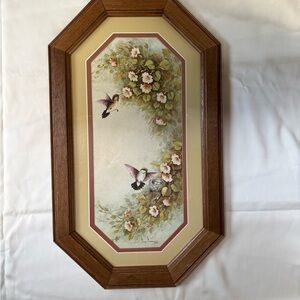 Pair of matching vintage Margie Morrow prints in wood frames (11x19.25”)